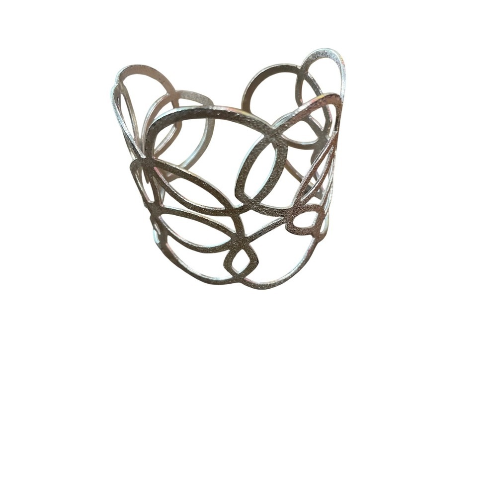 Silver‎ Tone Abstract Swirl Open Cuff Bracelet Boho Chic Statement Jewelry